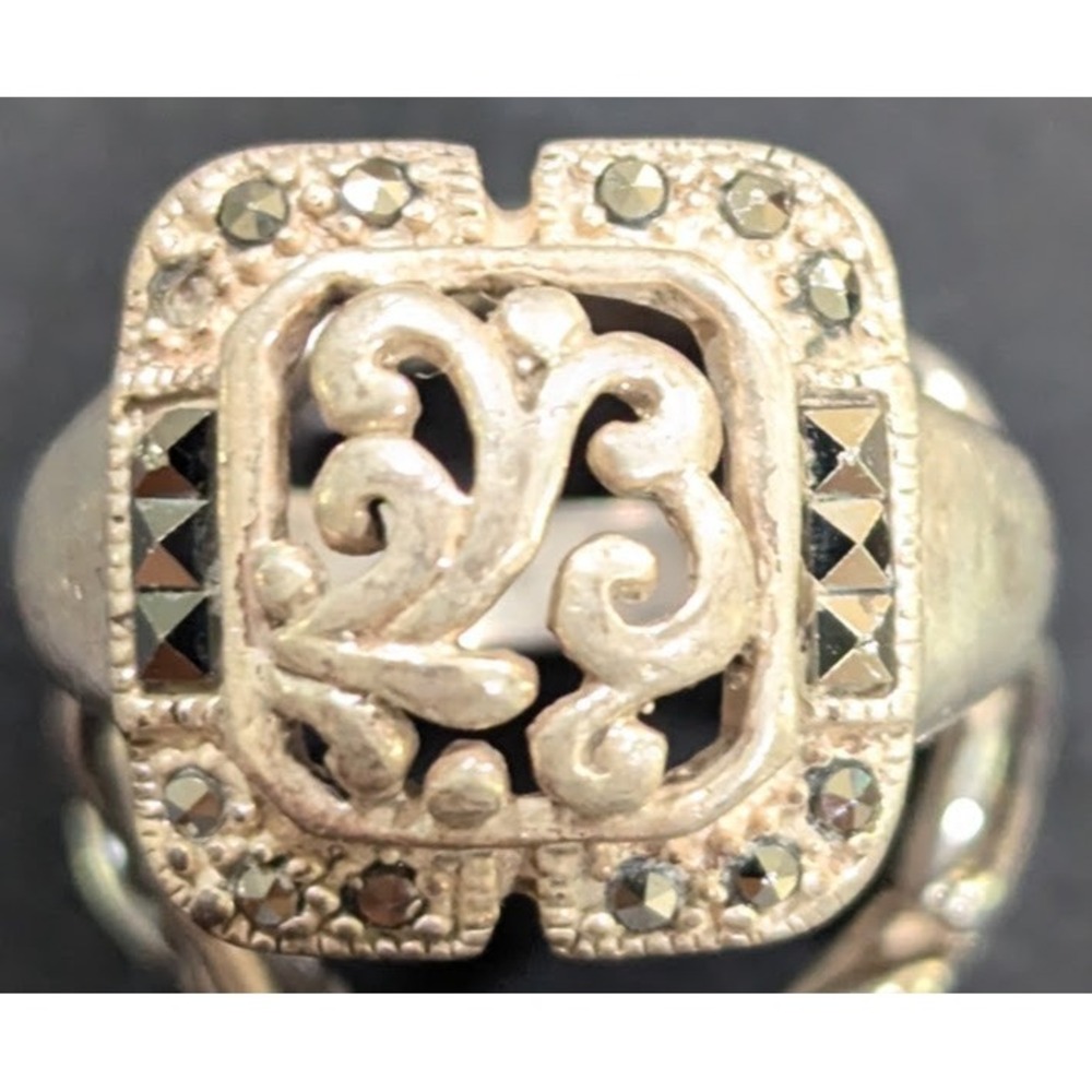 Vintage Style 925 Sterling Silver Fligree Statement Ring Size 5.75